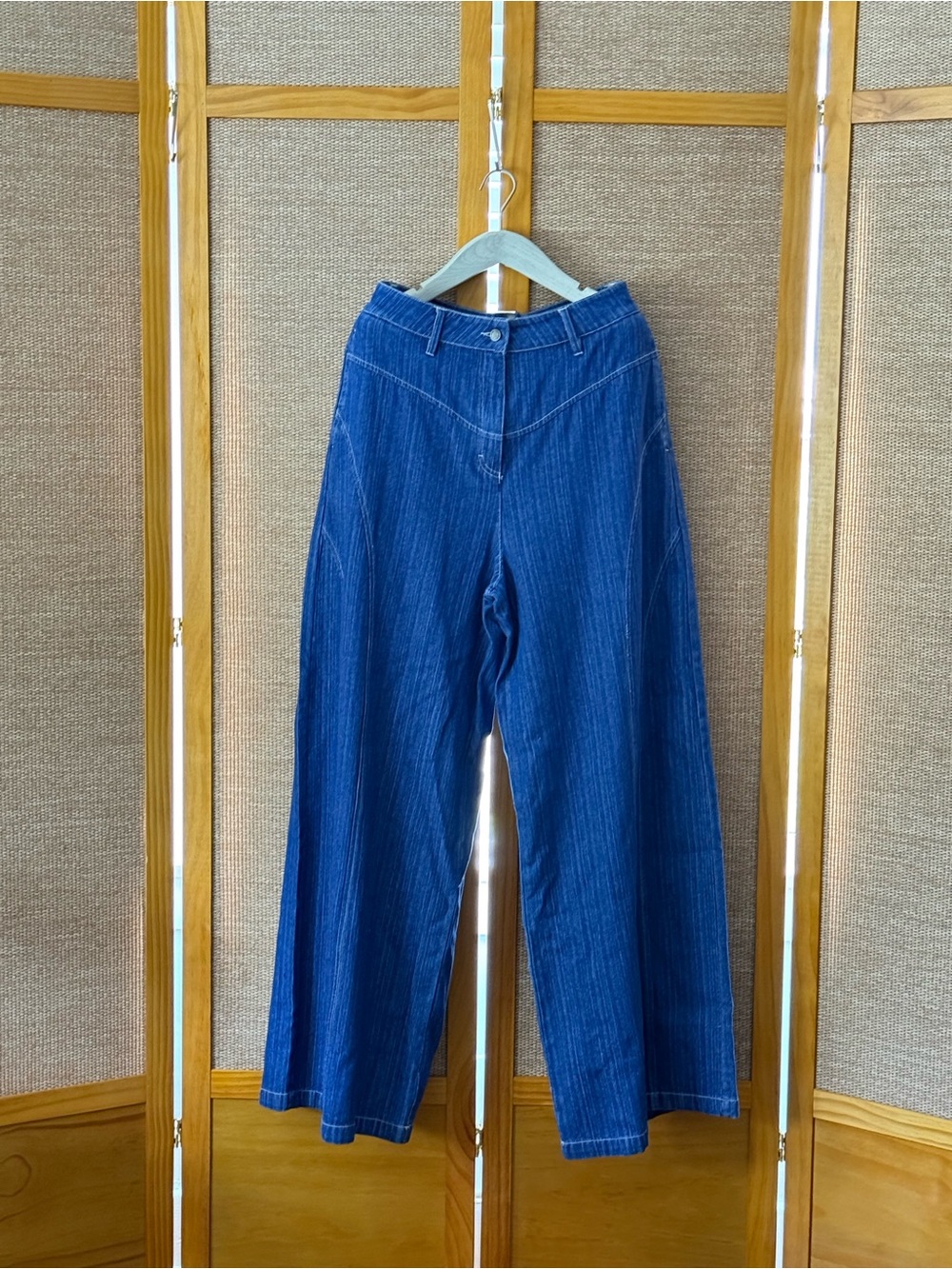 Honor The Gift Wide Leg Pinstripe Denim Pants - Blue